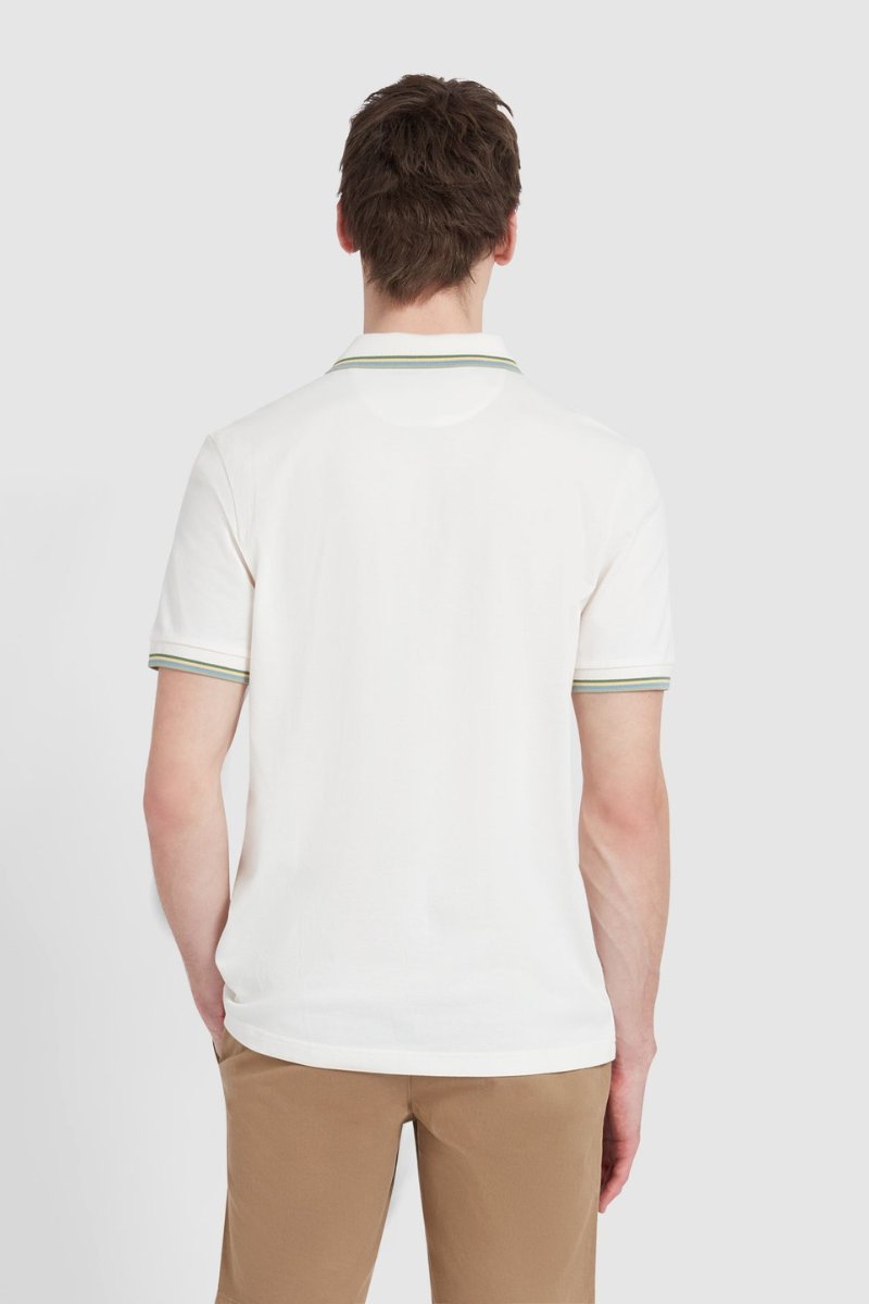 Farah Alvin Tipped Collar Polo Ecru