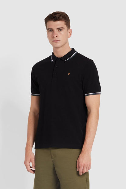 Farah Alvin Tipped Collar Polo Black