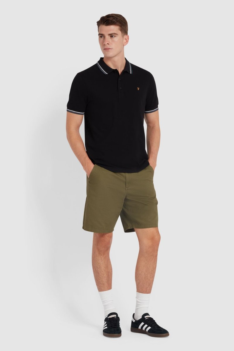 Farah Alvin Tipped Collar Polo Black