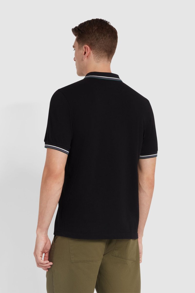 Farah Alvin Tipped Collar Polo Black