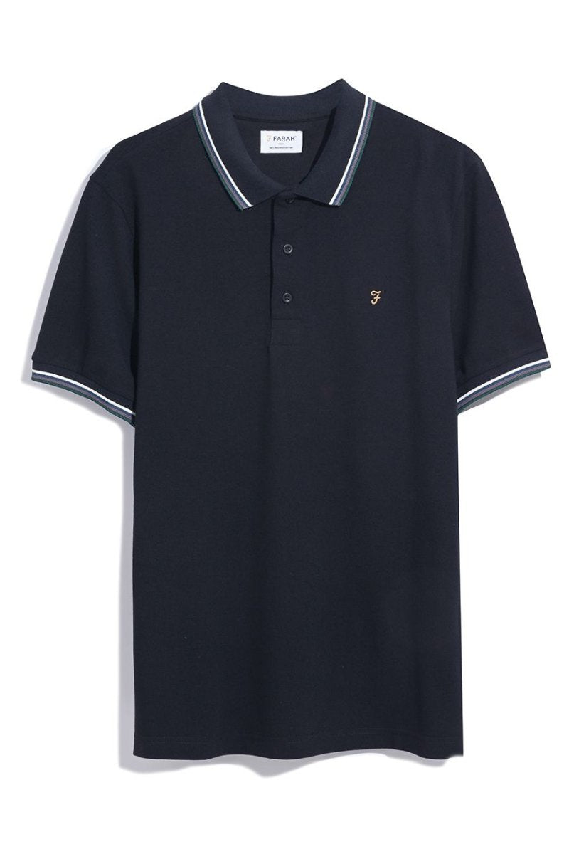 Farah Alvin Tipped Collar Polo Black