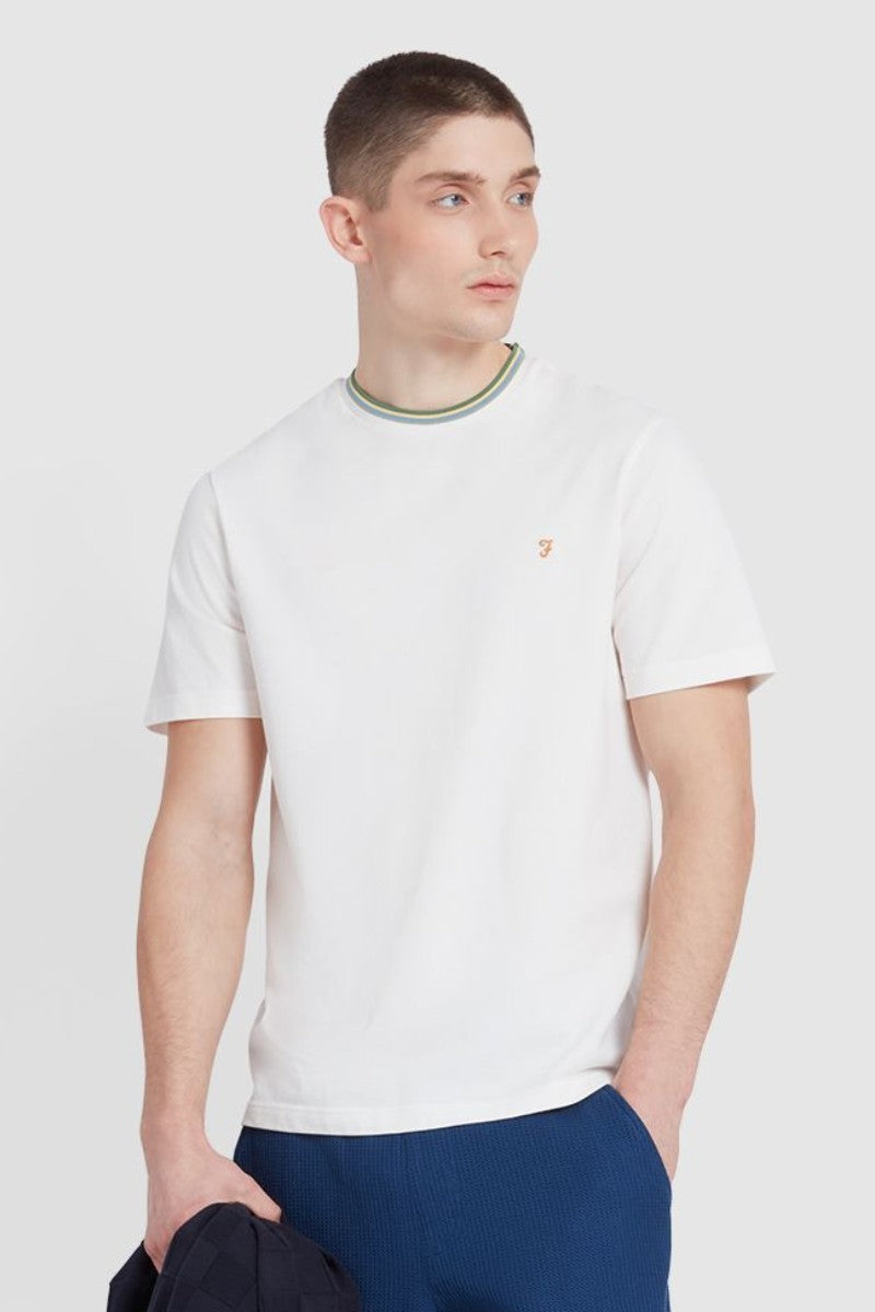 Farah Alvin Tipped T-Shirt Ecru