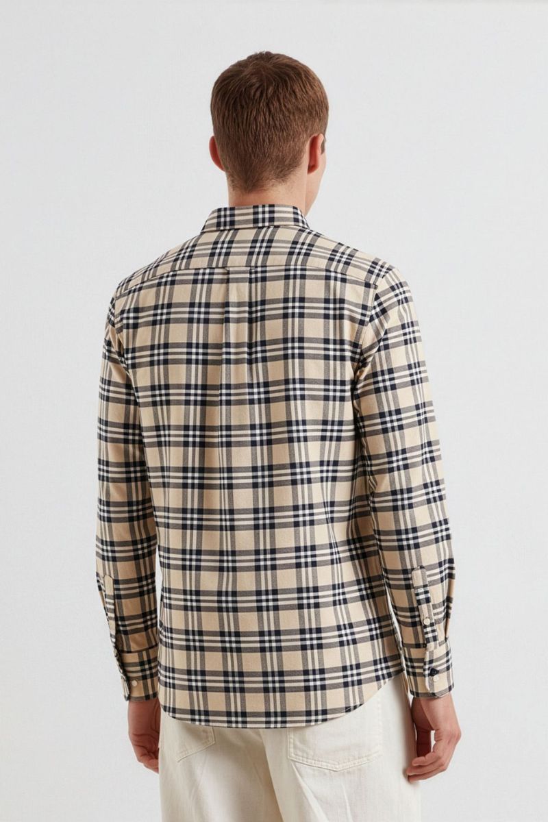 Farah Brewer Check Shirt Birch Grey