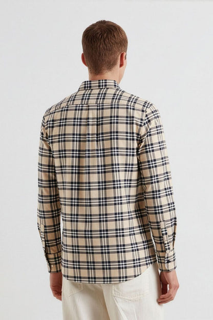Farah Brewer Check Shirt Birch Grey