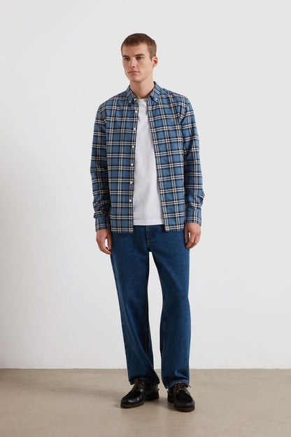 Farah Brewer Check Shirt Blue Tide