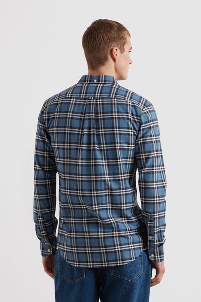 Farah Brewer Check Shirt Blue Tide