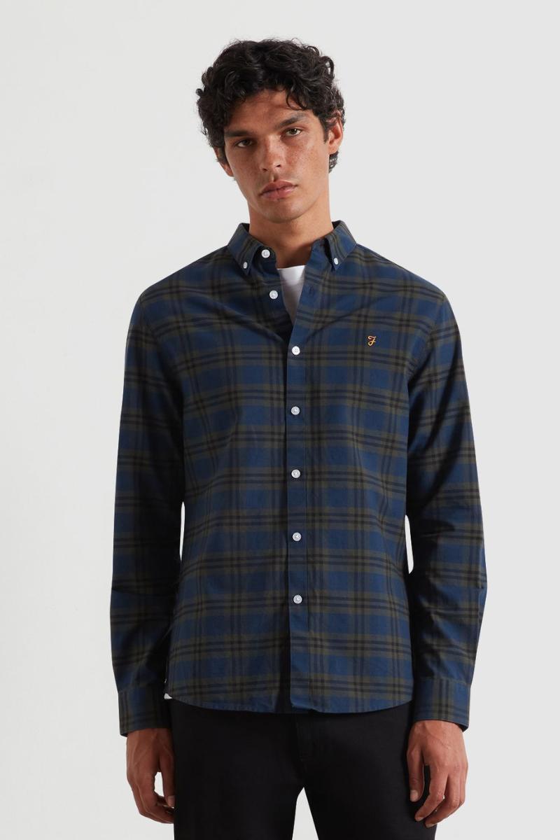 Farah Brewer Check Shirt Evergreen