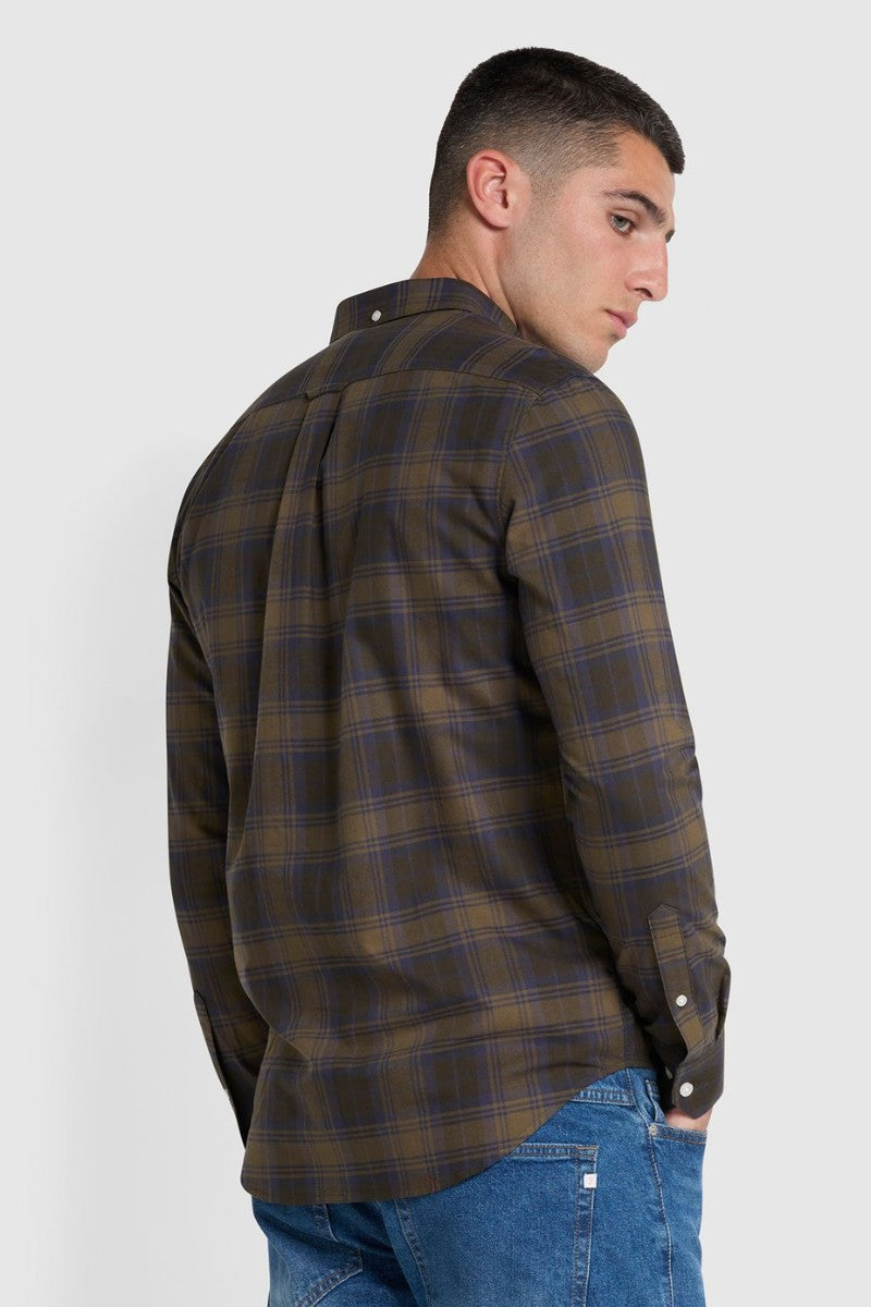 Farah Brewer Check Shirt Liquorice Blue