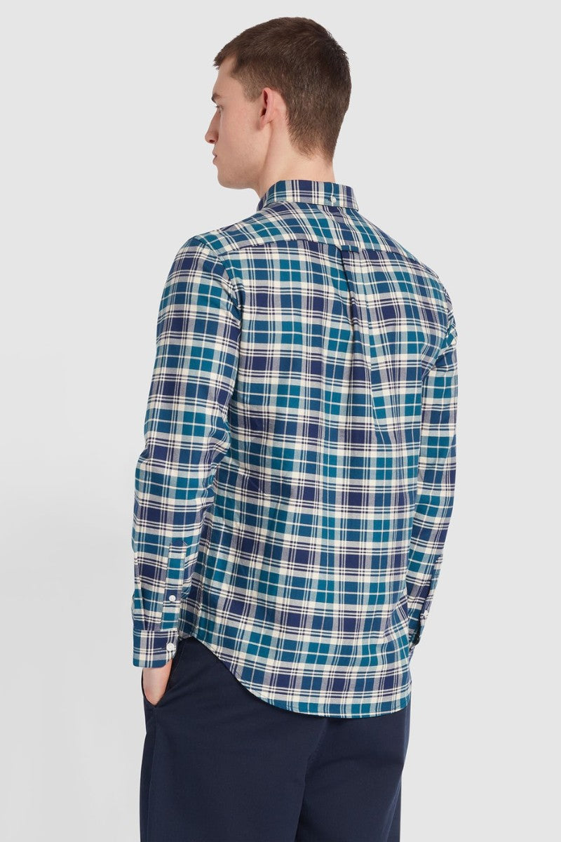 Farah Brewer Check Shirt Rich Indigo