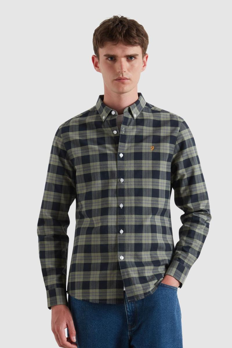 Farah Brewer Check Shirt Tarragon