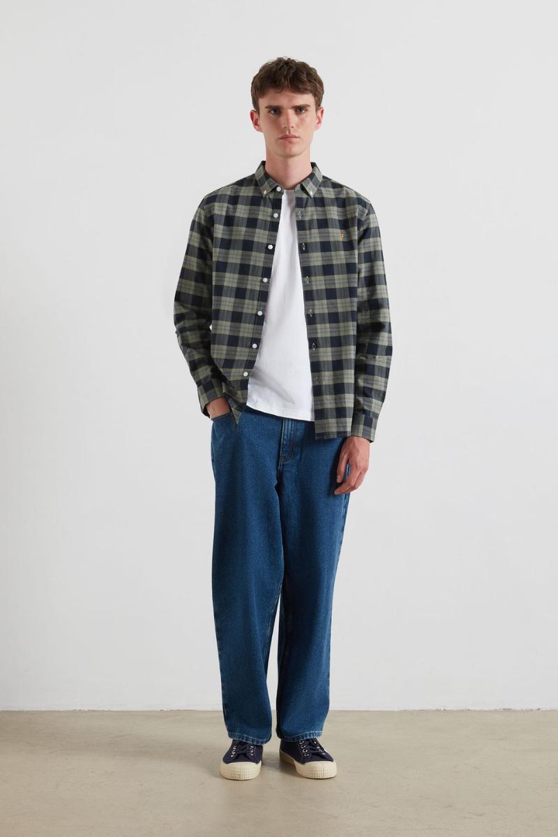 Farah Brewer Check Shirt Tarragon