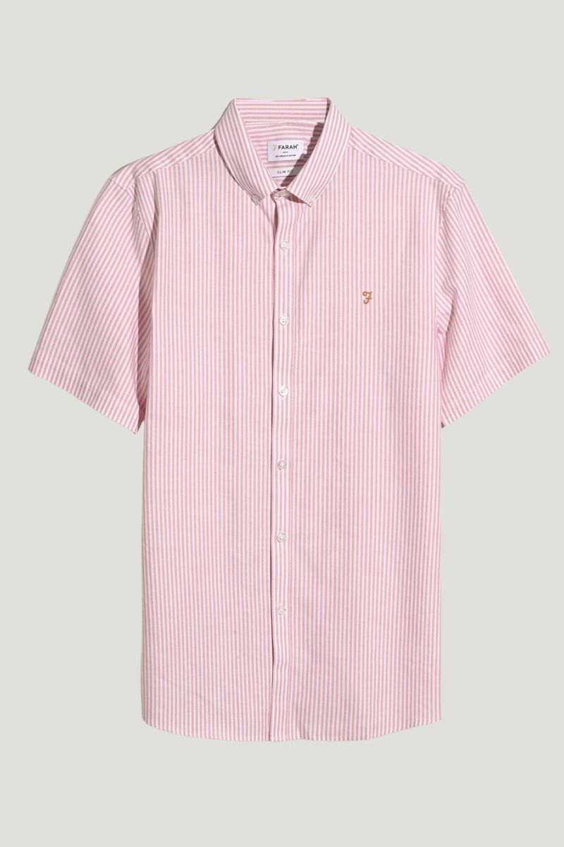 Farah Brewer SS Stripe Shirt Carnation Pink