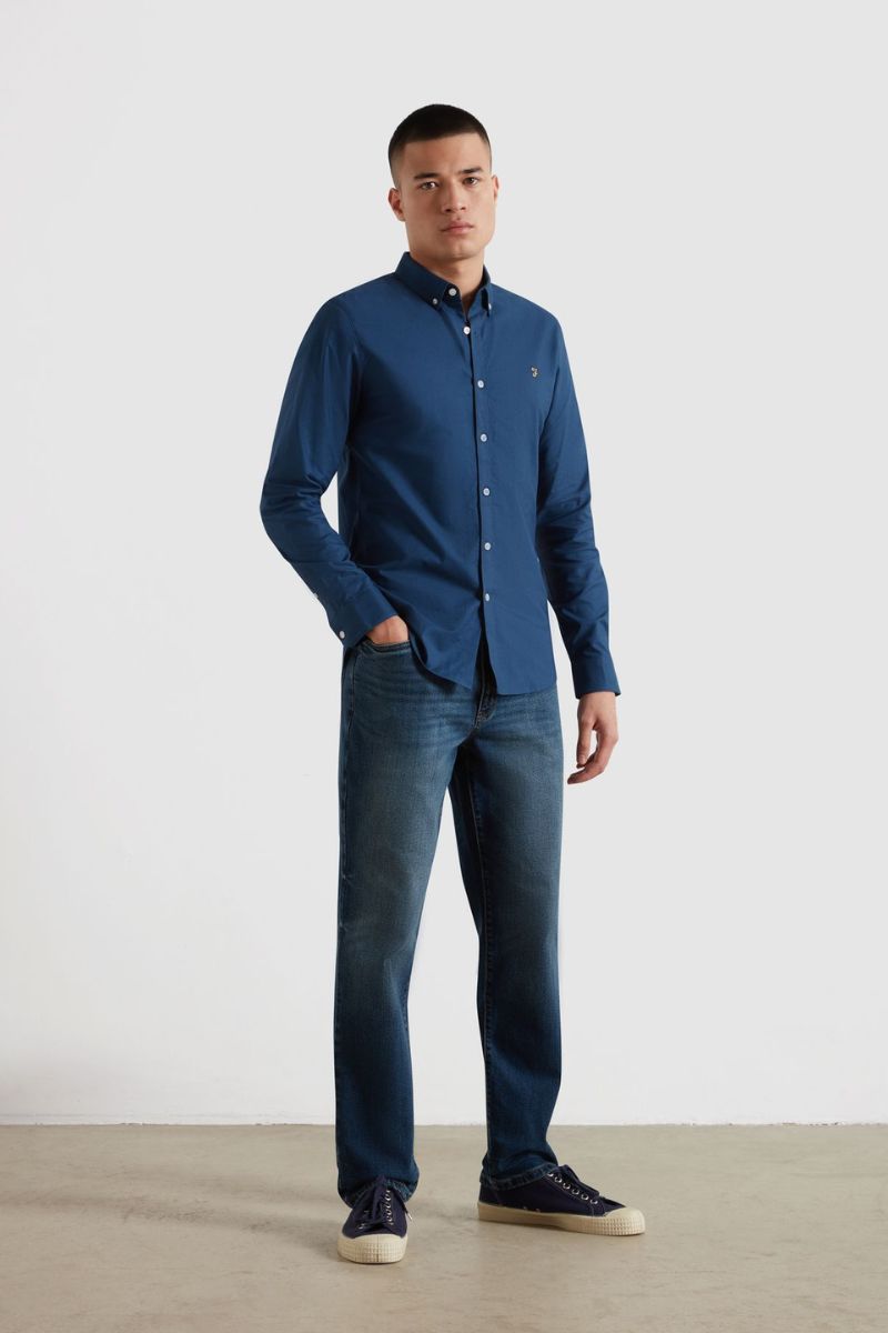 Farah Brewer Slim Shirt Agean Blue