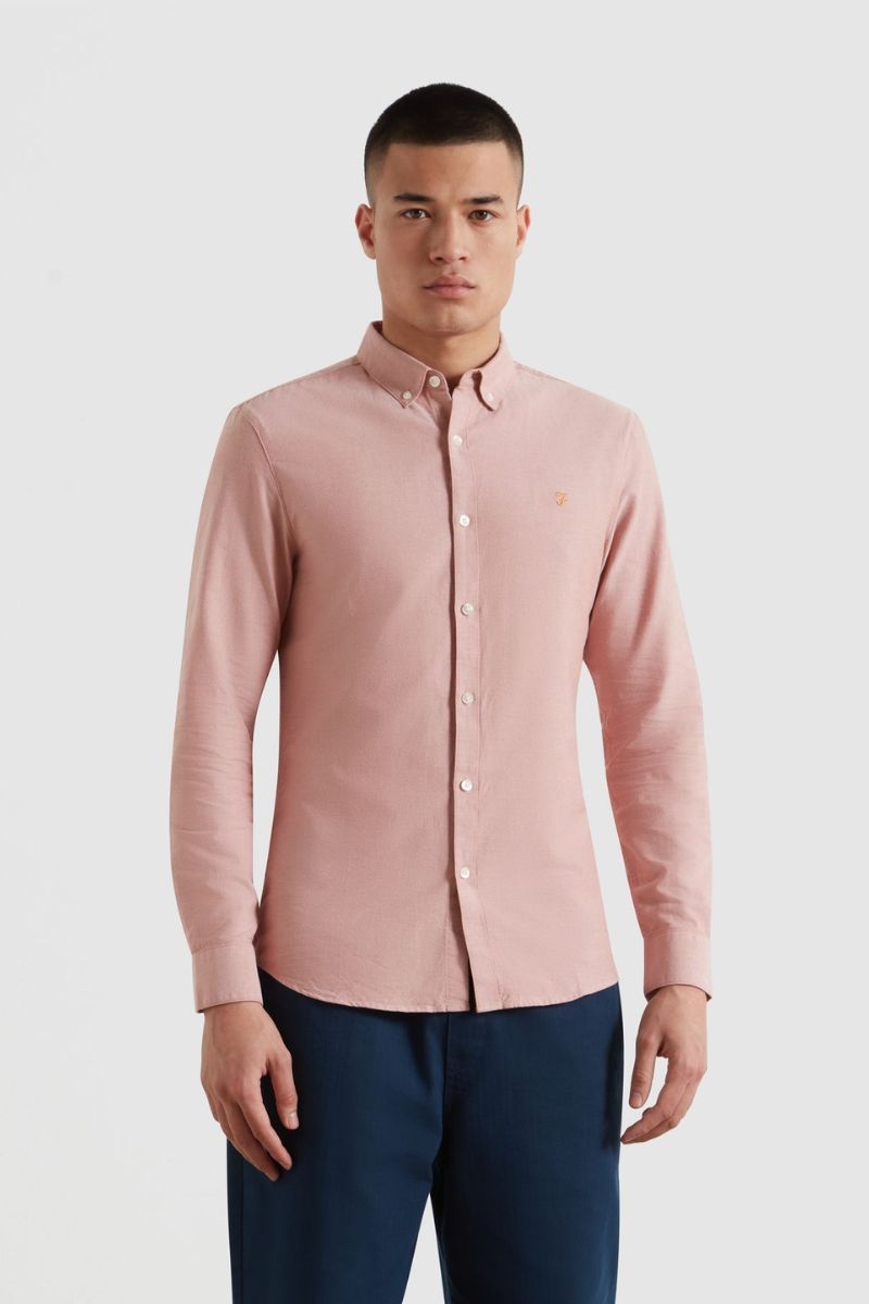 Farah Brewer Slim Shirt Coral Reef