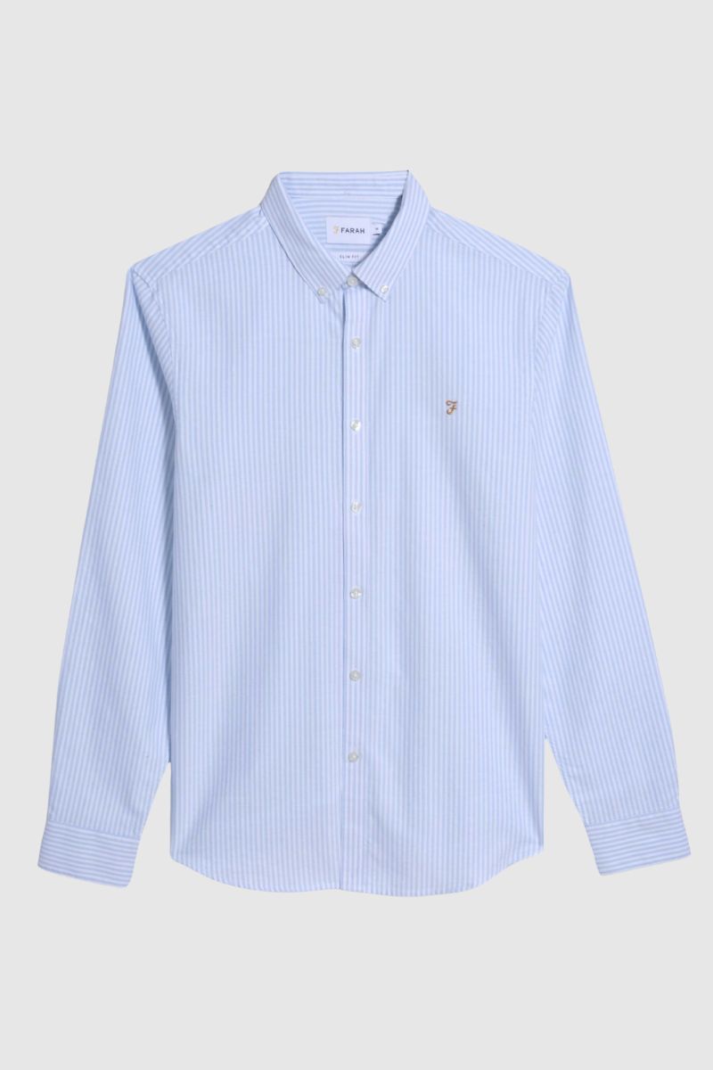 Farah Brewer Stripe Shirt Sky Blue