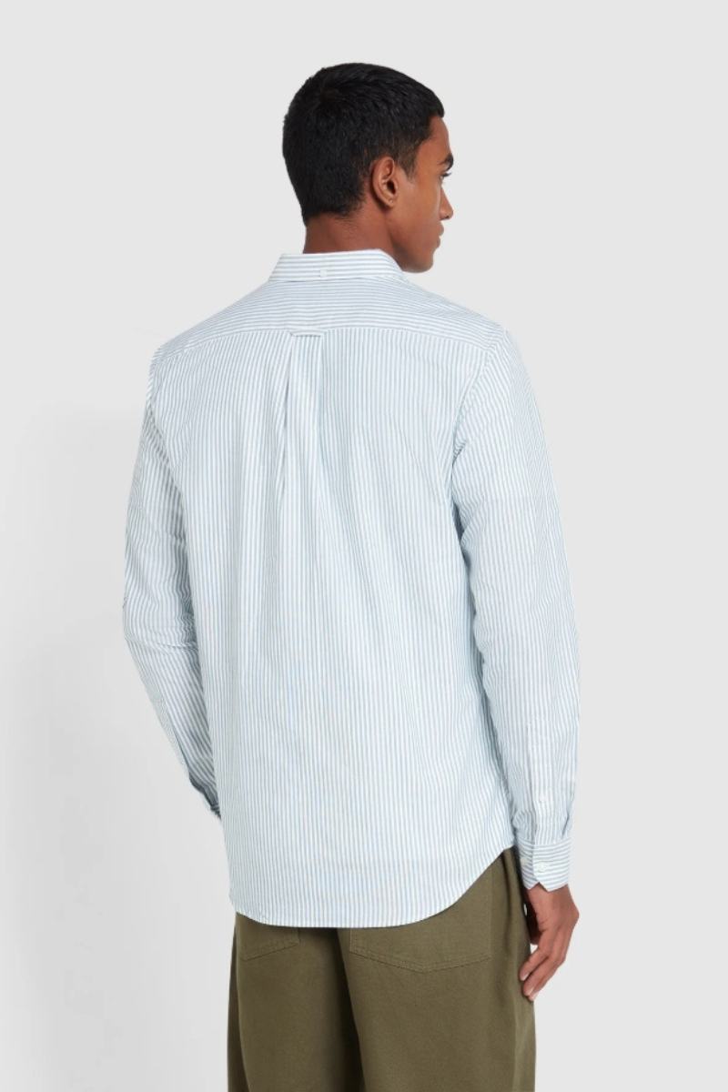 Farah Brewer Stripe Shirt Green Meadow