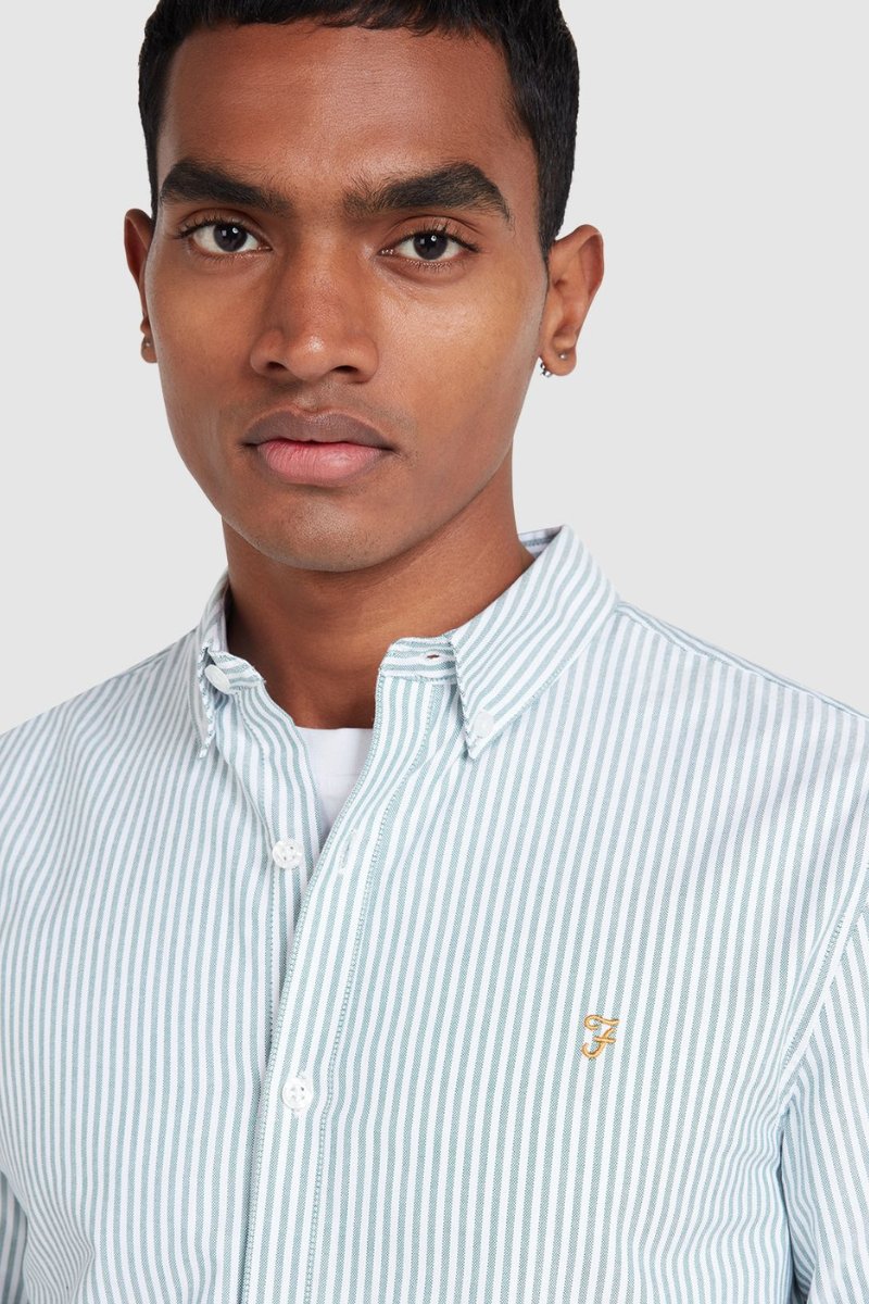 Farah Brewer Stripe Shirt Green Meadow