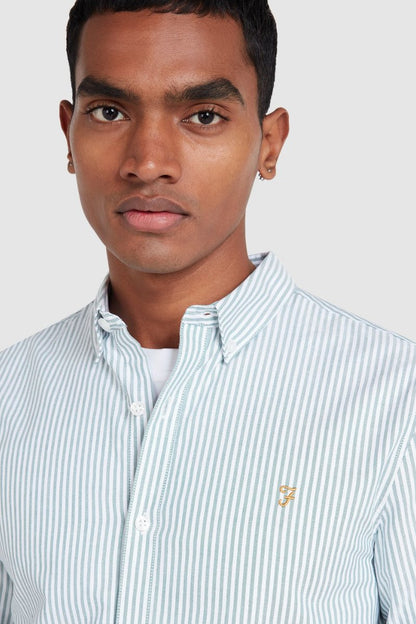 Farah Brewer Stripe Shirt Green Meadow