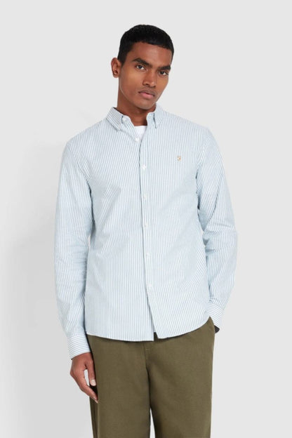 Farah Brewer Stripe Shirt Green Meadow