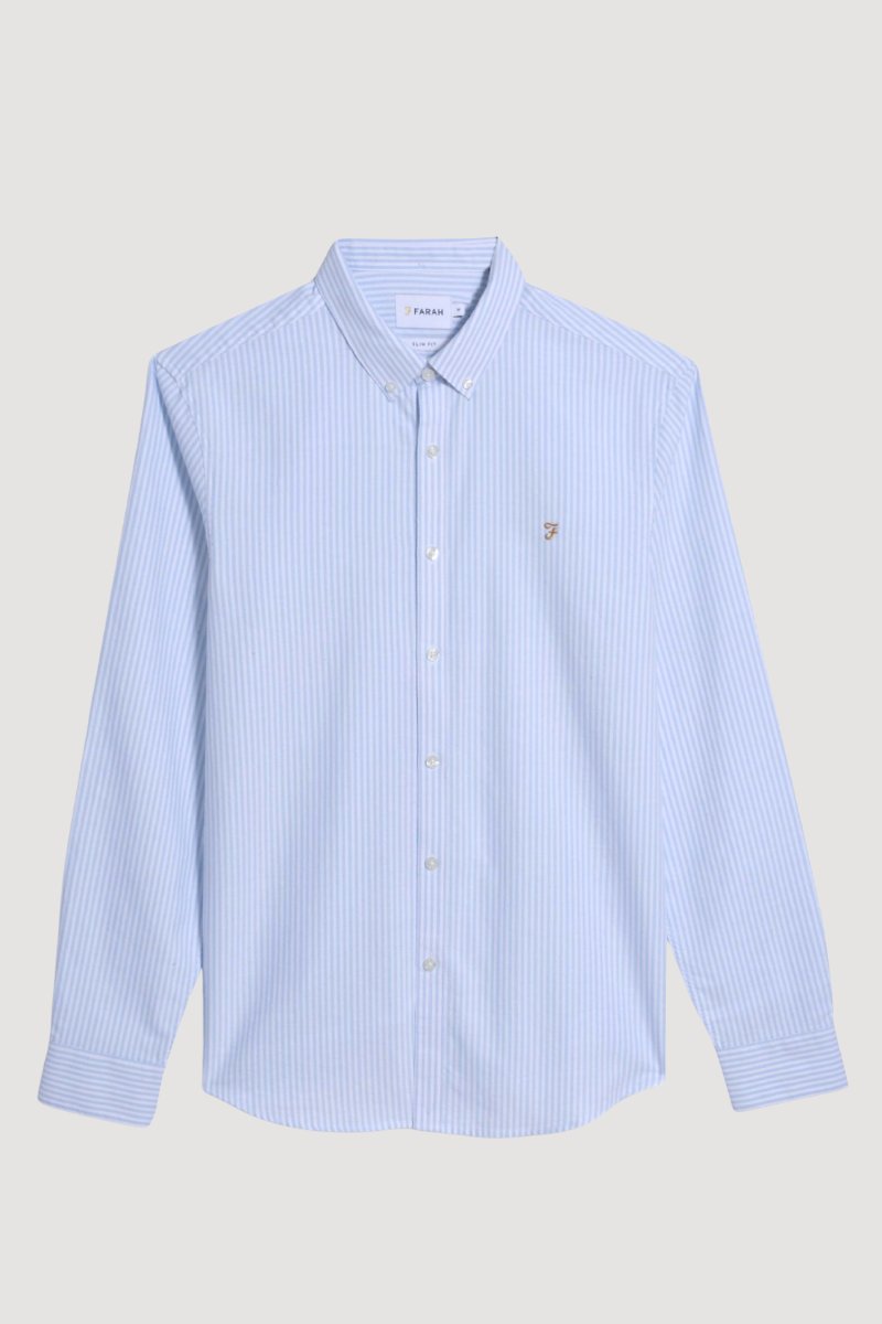 Farah Brewer Stripe Shirt Sky Blue