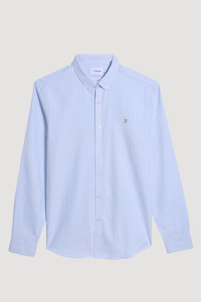 Farah Brewer Stripe Shirt Sky Blue