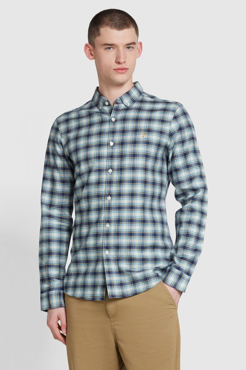 Farah Fraser Check Shirt Brook Blue