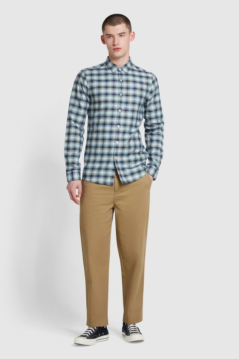 Farah Fraser Check Shirt Brook Blue