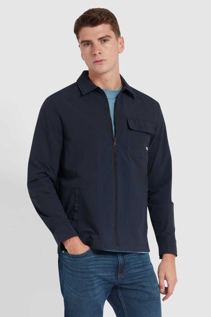 Farah Holwick Zip Overshirt Navy