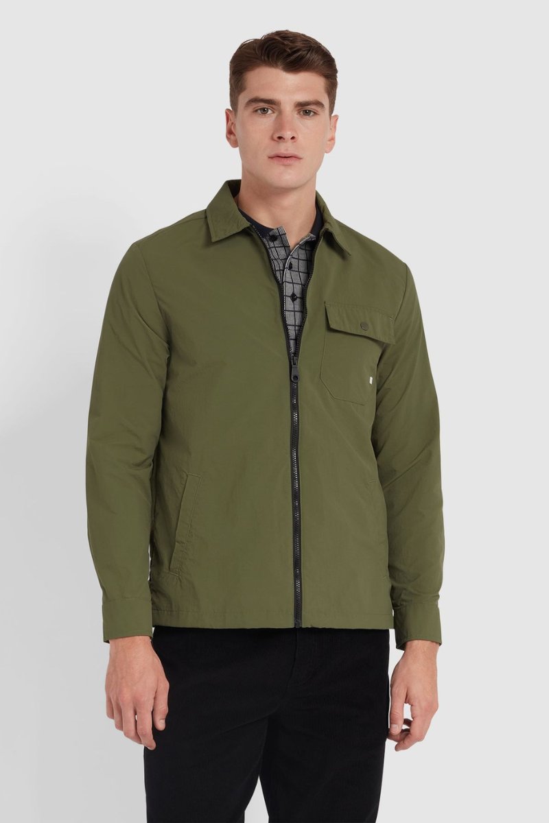 Farah Holwick Zip Overshirt Olive