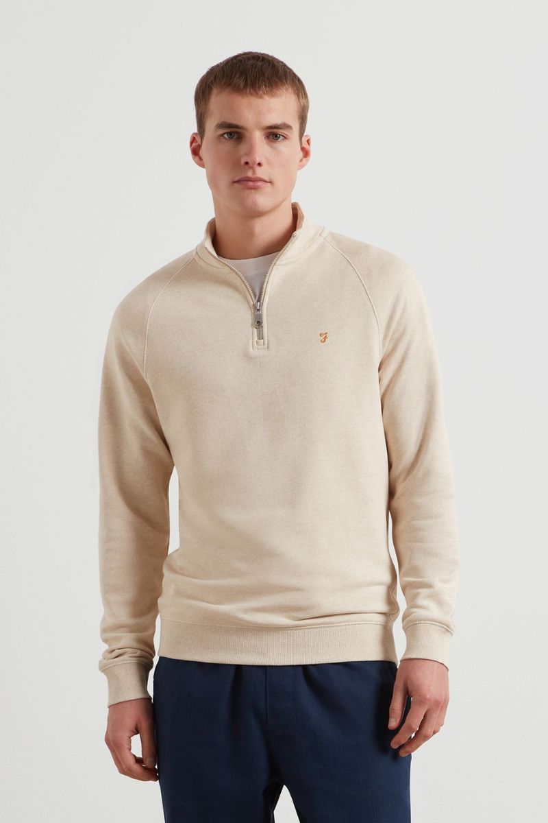 Farah Jim 1/4 Zip Sweatshirt Birch Grey