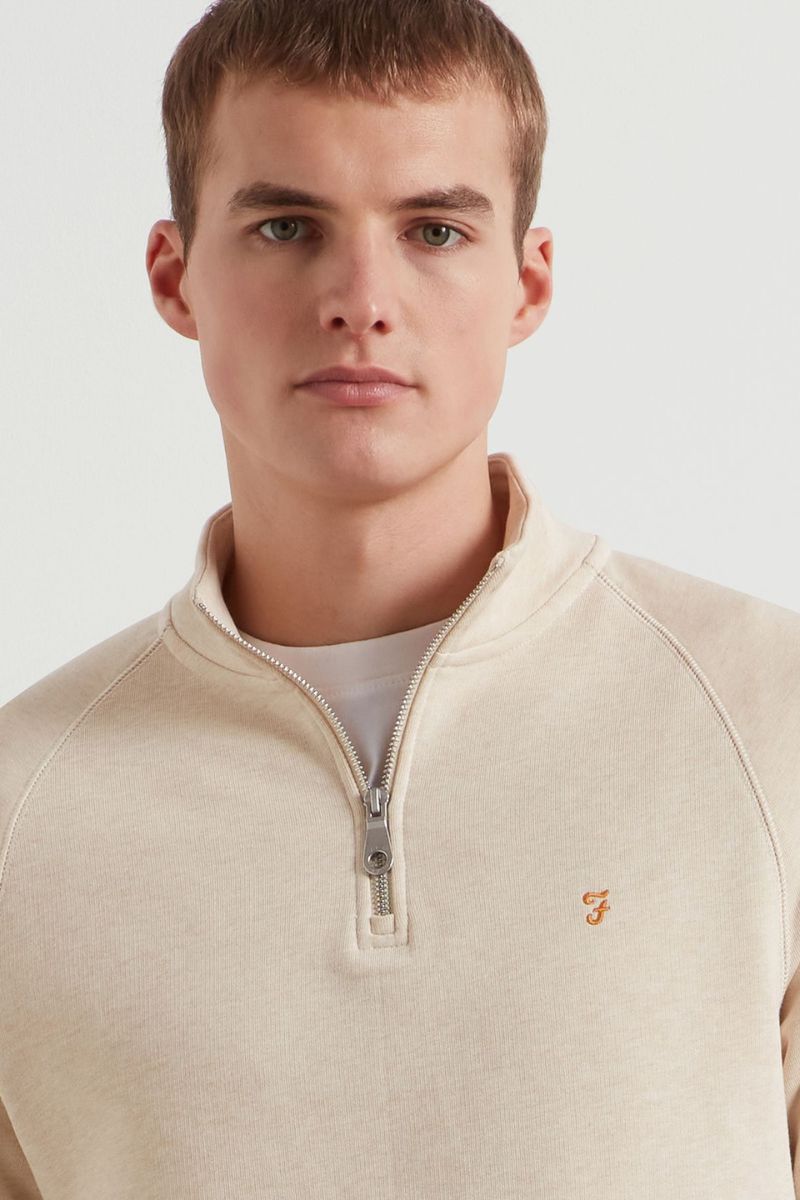 Farah Jim 1/4 Zip Sweatshirt Birch Grey