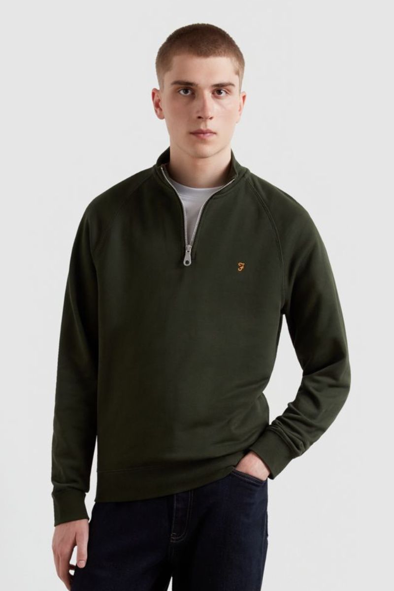 Farah Jim 1/4 Zip Sweatshirt Evergreen