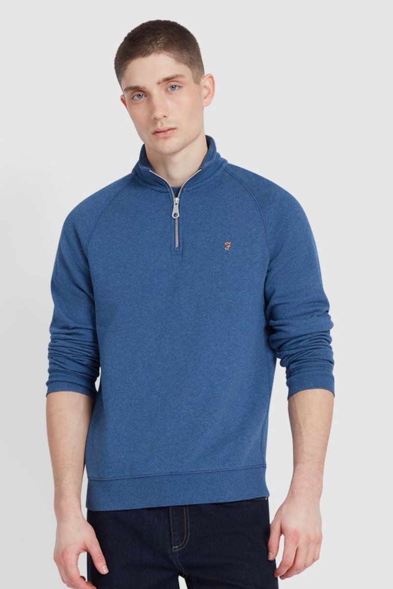 Farah Jim 1/4 Zip Sweatshirt Cold Metal