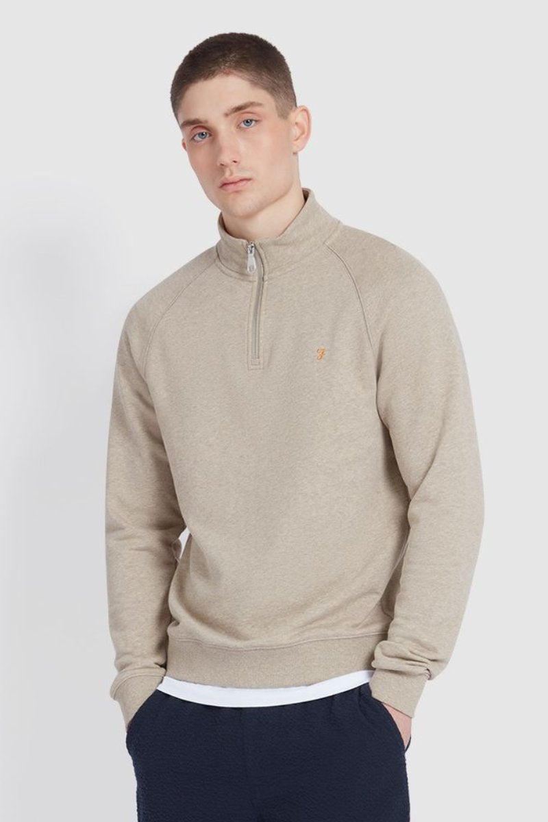 Farah Jim 1/4 Zip Sweatshirt Hazelnut