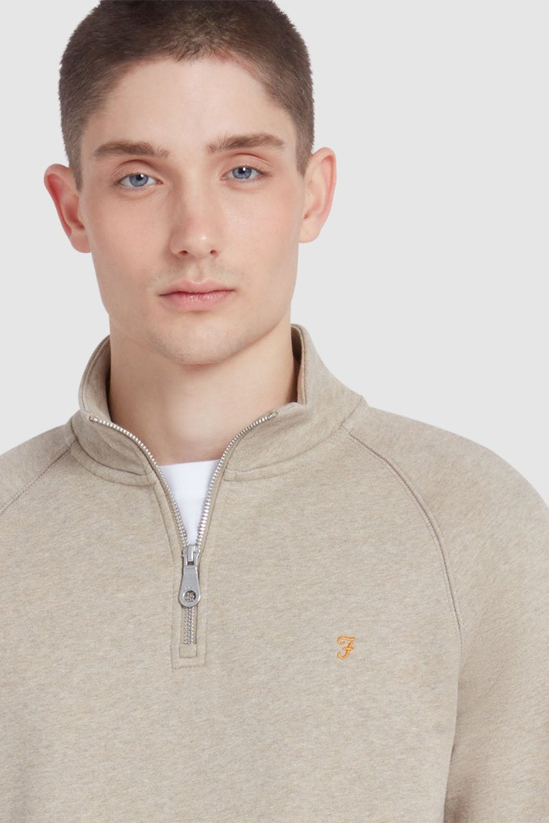 Farah Jim 1/4 Zip Sweatshirt Hazelnut