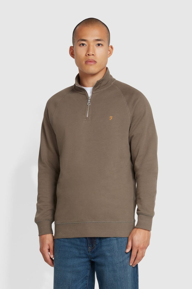 Farah Jim 1/4 Zip Sweatshirt Mushroom Grey