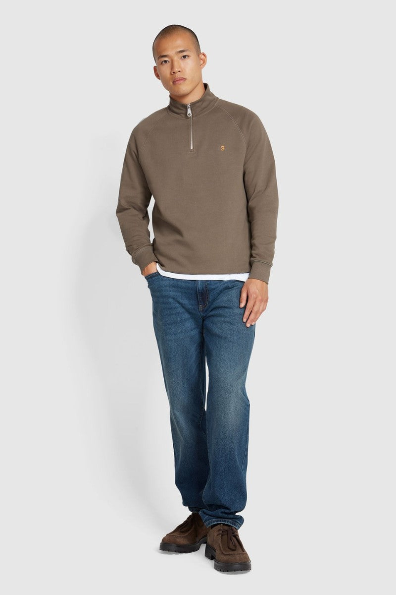 Farah Jim 1/4 Zip Sweatshirt Mushroom Grey