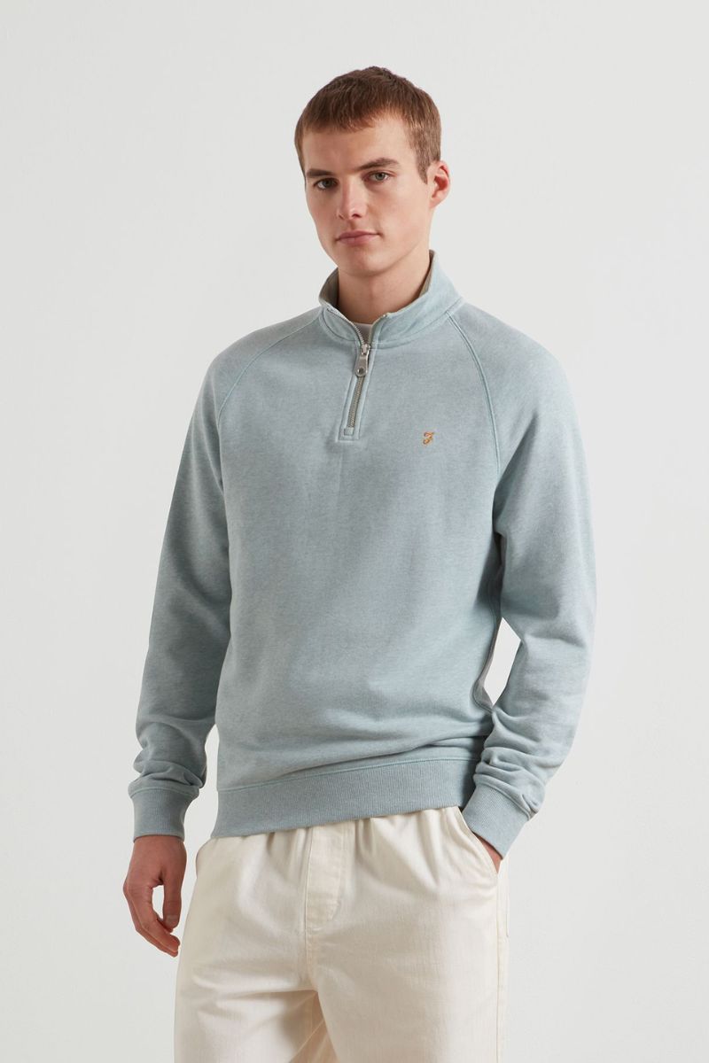 Farah Jim 1/4 Zip Sweatshirt Green Mist