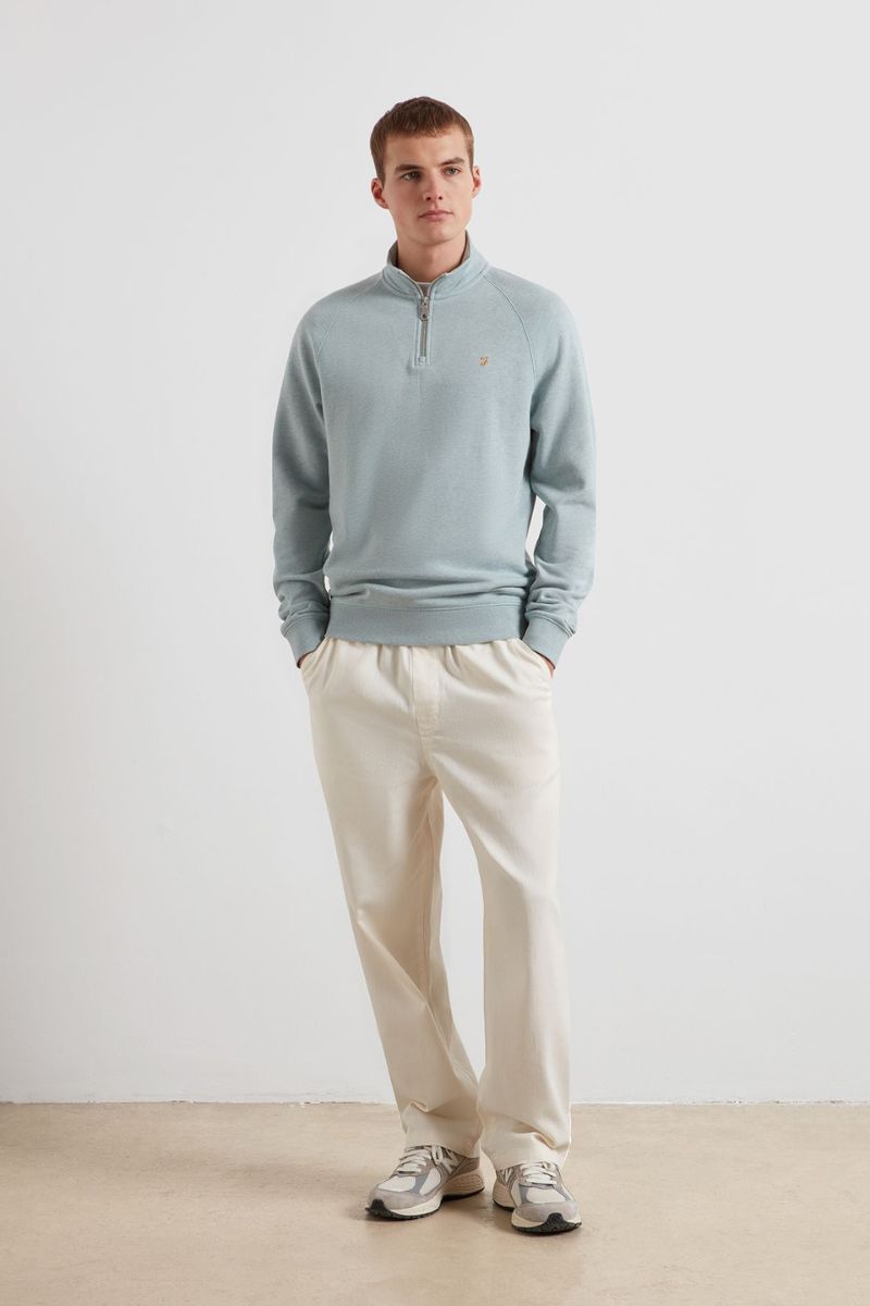 Farah Jim 1/4 Zip Sweatshirt Green Mist