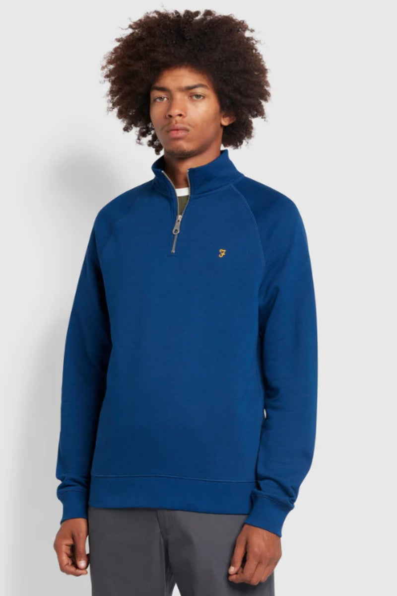 Farah Jim 1/4 Zip Sweatshirt Blue Peony