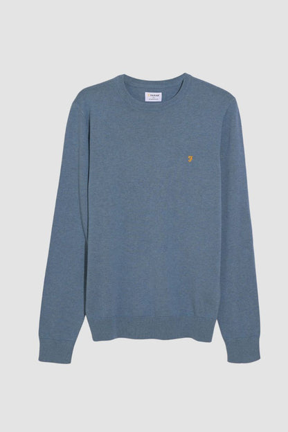 Farah Mullen Cotton Sweater Blue Tide