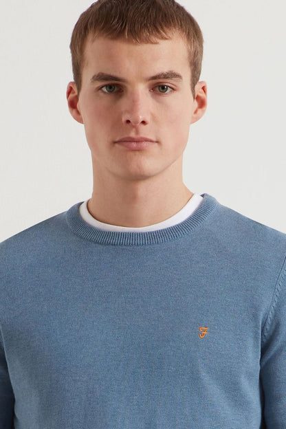 Farah Mullen Cotton Sweater Blue Tide