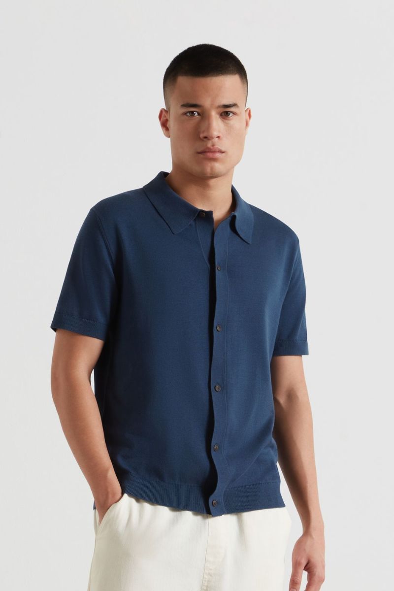 Farah Poplar Knitted Polo Agean Blue