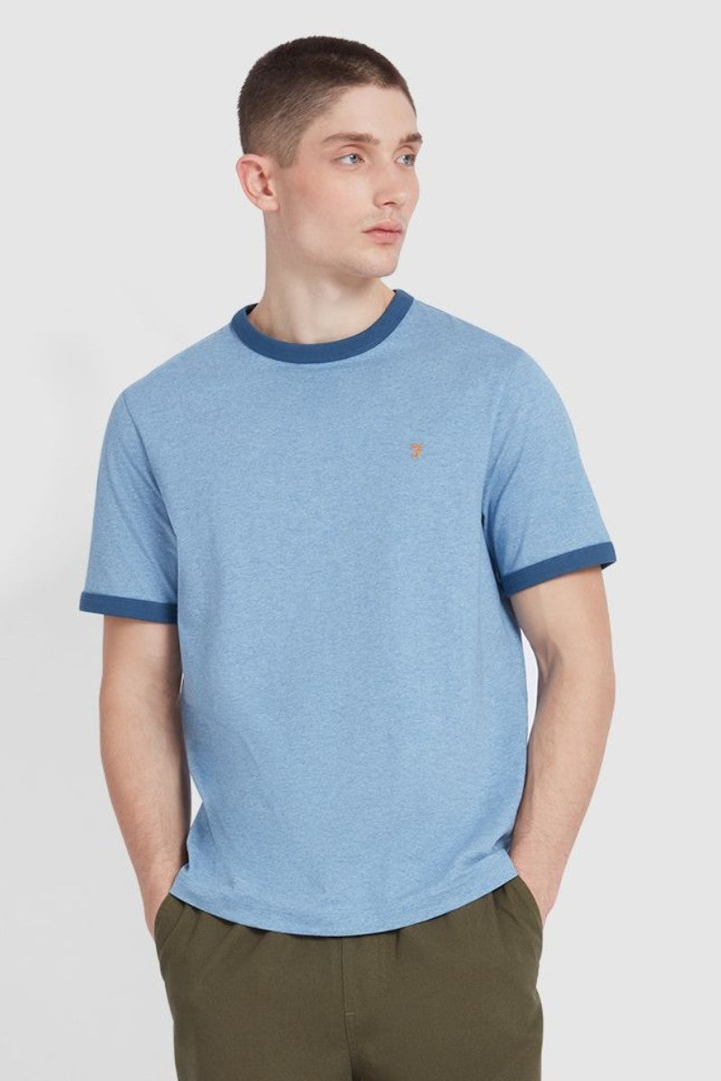 Farah Groves Regular Ringer T-Shirt Powder Blue