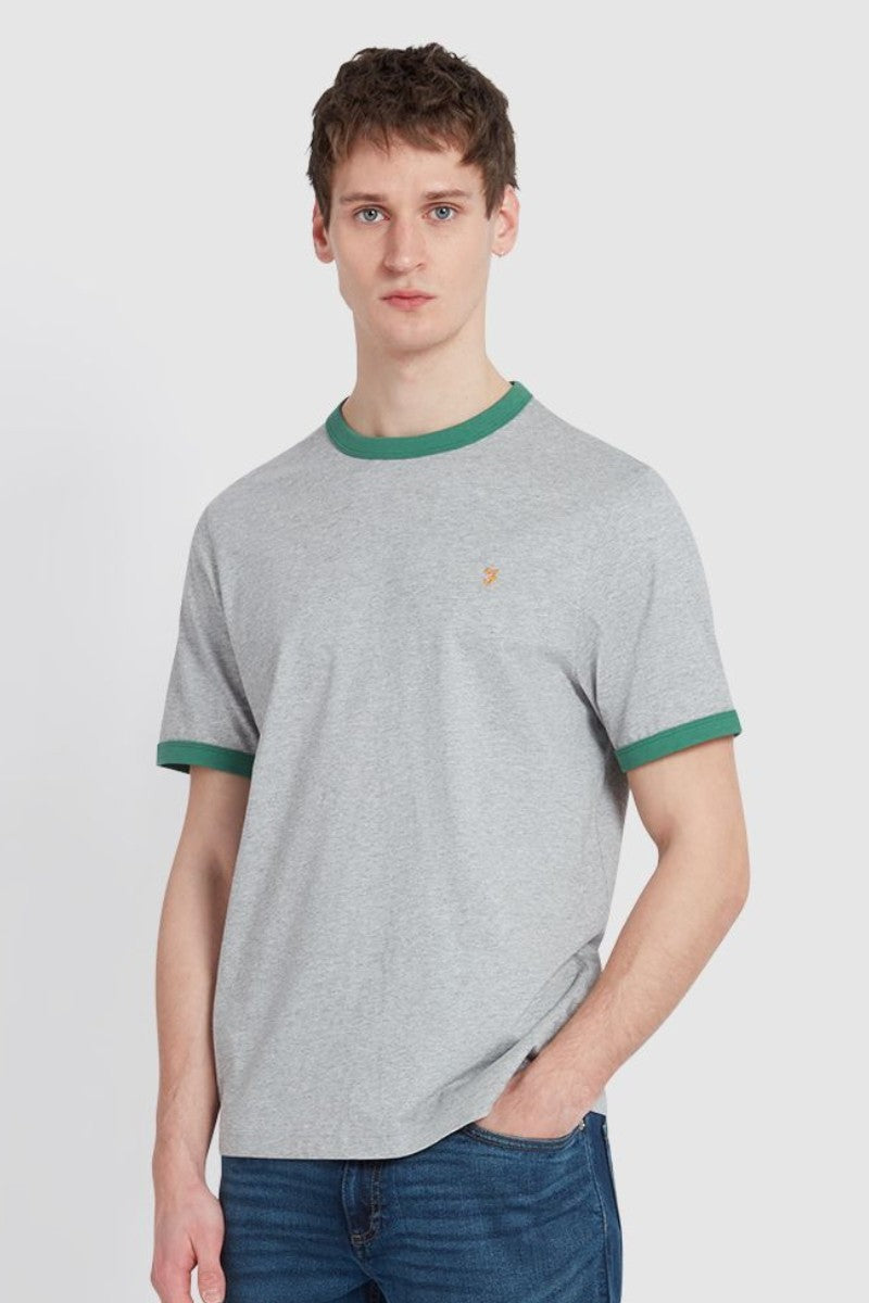 Farah Groves Regular Ringer T-Shirt Grey Marl