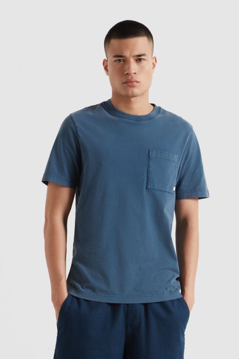 Farah Stacy Gmt Dye Pocket T-Shirt Agean Blue