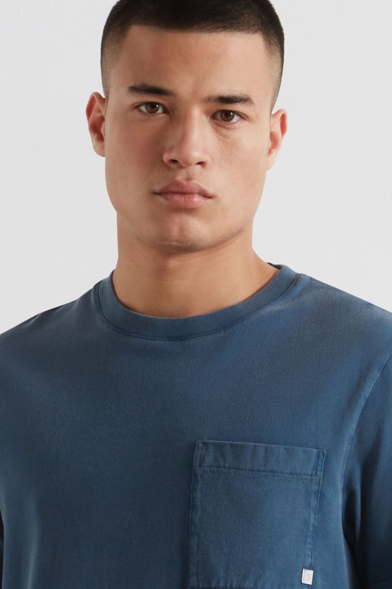 Farah Stacy Gmt Dye Pocket T-Shirt Agean Blue