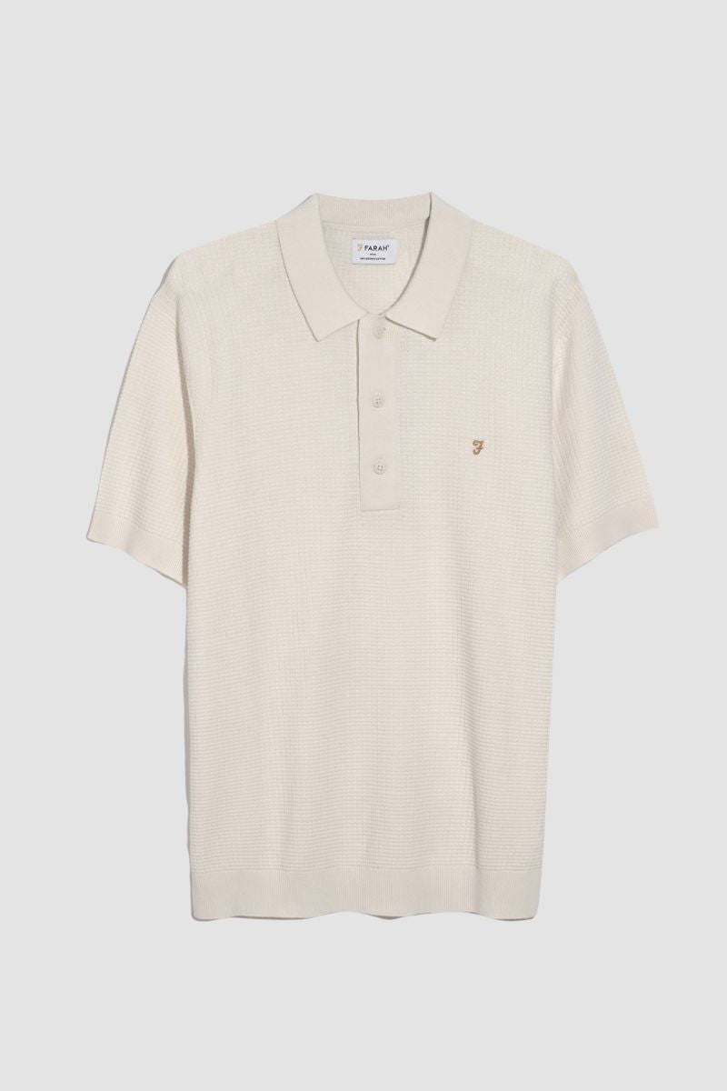Farah Thornley Knitted Polo Ecru