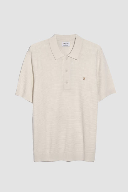 Farah Thornley Knitted Polo Ecru