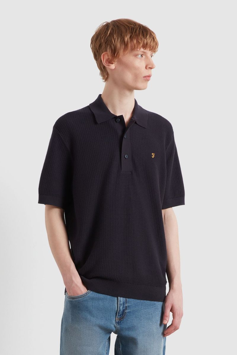 Farah Thornley Knitted Polo Navy